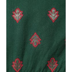 Babyhug Woven Three Forth Sleeve Floral Embroidered Brocade Long Top With Pant Set - Dark Green