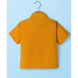 Babyhug Rayon Half Sleeves Solid Color Mundu Set - Yellow