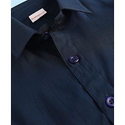 Babyhug Woven Half Sleeves Solid Shirt & Mundu Set - Navy Blue & White
