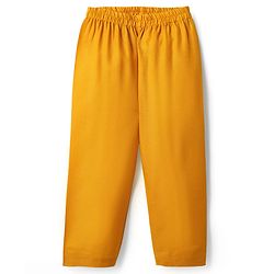 Babyhug Woven Full Sleeves Kurta Pyjama Set With Brocade Jacket - Mustard