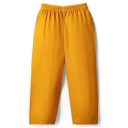 Babyhug Woven Full Sleeves Kurta Pyjama Set With Brocade Jacket - Mustard