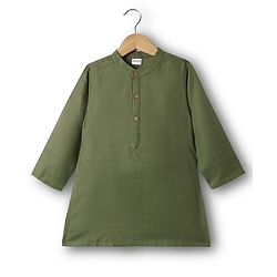 Babyhug Woven Full Sleeves Kurta Pajama Set With Embroidered Jacket - Green