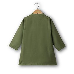 Babyhug Woven Full Sleeves Kurta Pajama Set With Embroidered Jacket - Green