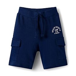 Babyhug Single Jersey Knit Polo T-Shirt & Shorts Set with Stripes - Navy Blue & Limegreen