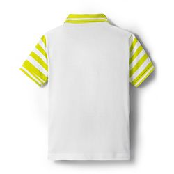 Babyhug Single Jersey Knit Polo T-Shirt & Shorts Set with Stripes - Navy Blue & Limegreen