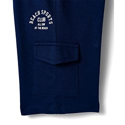 Babyhug Single Jersey Knit Polo T-Shirt & Shorts Set with Stripes - Navy Blue & Limegreen
