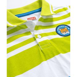 Babyhug Single Jersey Knit Polo T-Shirt & Shorts Set with Stripes - Navy Blue & Limegreen