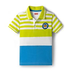 Babyhug Single Jersey Knit Polo T-Shirt & Shorts Set with Stripes - Navy Blue & Limegreen