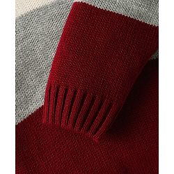 Babyhug Knit Full Sleeves High Neck Henley Style Striped Pullover Sweater With Cable Knit Design  - White
