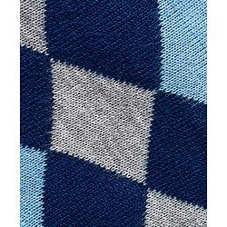 Babyhug Knit Full Sleeves Pullover Sweater Set with Geometry Design - Light Blue & Navy Blue