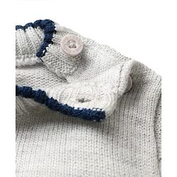 Babyhug Knitted Full Sleeves Pullover Sweater Set with Color Block Design - Grey Red & Navy Blue