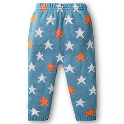 Babyhug Knitted Full Sleeves Front Open Sweater Set with Star Design - Blue
