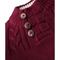 Babyhug Knitted Full Sleeves Pullover Solid Color Sweater - Navy Blue
