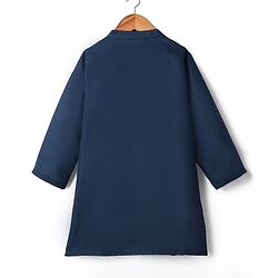 Babyhug Woven Full Sleeves Kurta Pajama Set With Printed Jacket - Teal Blue