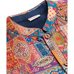 Babyhug Woven Full Sleeves Kurta Pajama Set With Printed Jacket - Teal Blue