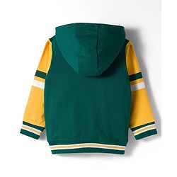 Babyhug Cotton Knit Full Sleeves Front Open Hooded Sweatshirts with Kangaroo Pockets & Athletic Tigers Text Print - Dark Green