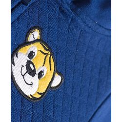 Babyhug Cotton Knit Full Sleeves Hooded Sweatjacket With Front & Back Lion Graphics & Kangaroo Pockets - Navy Blue