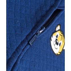 Babyhug Cotton Knit Full Sleeves Hooded Sweatjacket With Front & Back Lion Graphics & Kangaroo Pockets - Navy Blue