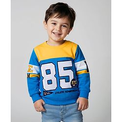 Babyhug Cotton Knit Full Sleeves Sweatshirt With Embroidery - Blue