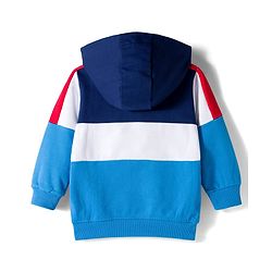Babyhug Cotton Knit Full Sleeves Cut & Sew Pullover Hooded Sweatshirt with Text Graphic & Kangaroo Pocket - Multicolor