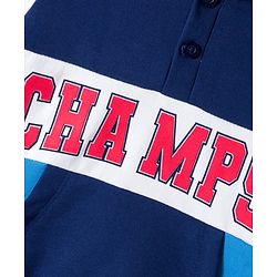 Babyhug Cotton Knit Full Sleeves Cut & Sew Pullover Hooded Sweatshirt with Text Graphic & Kangaroo Pocket - Multicolor