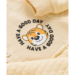 Babyhug Fleece Knit Full Sleeves Heavy Gauge Quilted Fabric Hooded Sweatshirt With Tiger Print - Beige