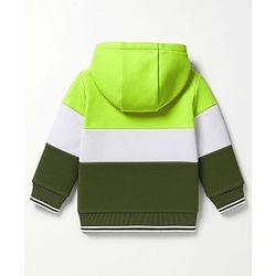 Babyhug Cotton Knit Full Sleeves Heavy Gauge Quilted Fabric Hooded Sweatshirt With New York Print & Kangaroo Pockets - Green