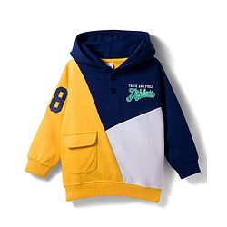 Babyhug Cotton Knit Full Sleeves Hooded Sweatshirt With Color Block Design - Multicolor