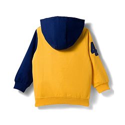 Babyhug Cotton Knit Full Sleeves Hooded Sweatshirt With Color Block Design - Multicolor