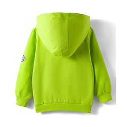 Babyhug Cotton Knit Full Sleeves Hooded Sweatshirt With Patch Detailing - Lime Green