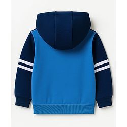 Babyhug Cotton Knit Full Sleeves Cut & Sew Hooded SweatJacket with Text Embroidery - Multicolor