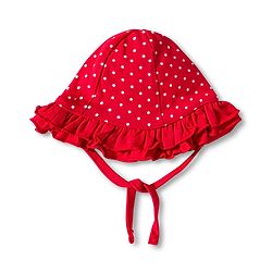 Babyhug 100% Cotton Interlock Knit Cap With Polka Dot Print Red - Diameter 19.25 cm
