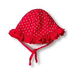 Babyhug 100% Cotton Interlock Knit Cap With Polka Dot Print Red - Diameter 19.25 cm