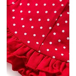 Babyhug 100% Cotton Interlock Knit Cap With Polka Dot Print Red - Diameter 19.25 cm