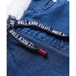 Babyhug Cotton Denim Full Length Washed Jeans With Stretch - Dark Blue