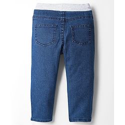 Babyhug Cotton Denim Full Length Washed Jeans With Stretch - Dark Blue