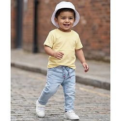 Babyhug Cotton Denim Full Length Washed Jeans With Stretch - Dark Blue