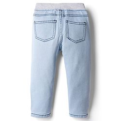 Babyhug Cotton Denim Full Length Washed Jeans With Stretch - Dark Blue