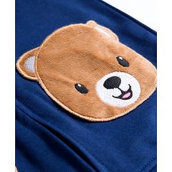 Babyhug Cotton Knit Full Sleeves Hooded SweatJacket with Bear Patch Detailing - Navy Blue
