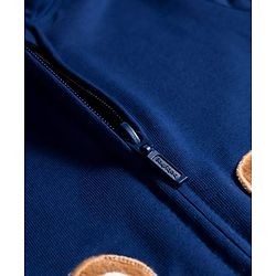 Babyhug Cotton Knit Full Sleeves Hooded SweatJacket with Bear Patch Detailing - Navy Blue