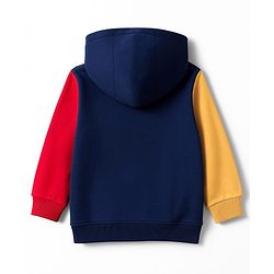 Babyhug 100% Cotton Knit Full Sleeves Hooded Sweatshirt With Tiger Applique - Navy Blue