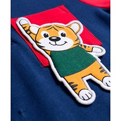 Babyhug 100% Cotton Knit Full Sleeves Hooded Sweatshirt With Tiger Applique - Navy Blue