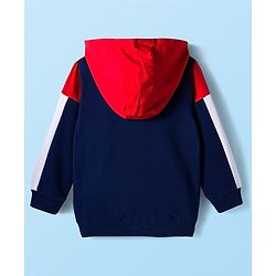 Babyhug Cotton Knit Full Sleeves Hooded Sweatjacket With Boston Embroidery - Multicolor