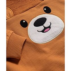 Babyhug Cotton Knit Full Sleeves Sweatshirt with Teddy Bear Graphics & Cut & Sew Design - Brown