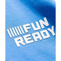 Babyhug Cotton Knit Full Sleeves Hooded Sweatjacket With Text Print & Kangaroo Pockets - Blue