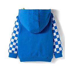 Babyhug Cotton Knit Full Sleeves Hooded Sweatjacket With Text Print & Kangaroo Pockets - Blue