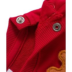 Babyhug Cotton Knit Full Sleeves Sweatshirt With Reindeer Print & Applique - Red & White