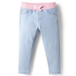 Babyhug Cotton Denim Full Length Washed Jeans With Stretch - Navy Blue
