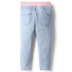 Babyhug Cotton Denim Full Length Washed Jeans With Stretch - Navy Blue