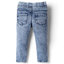 Babyhug Cotton Denim Full Length Washed Jegging With Stretch - Cloud Blue